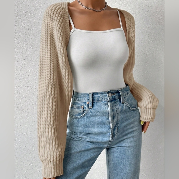 Easy Days Open Front Cardigan - Tan - Picture 4 of 6